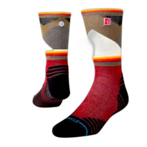 Stance performance Unisex Jimmy Chin Mid Wool Crew Red Medium socks NWT